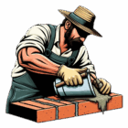 A mason applying mortar to a brick FA-9 Masons Sand