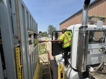 A driver entering the gate-scales at Stockyards Material {{brizy_dc_image_alt imageSrc=