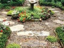 Pea Gravel around patio stones