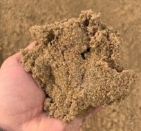 filtered sand held in the hand