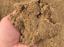 Sand filtered sand held in the hand